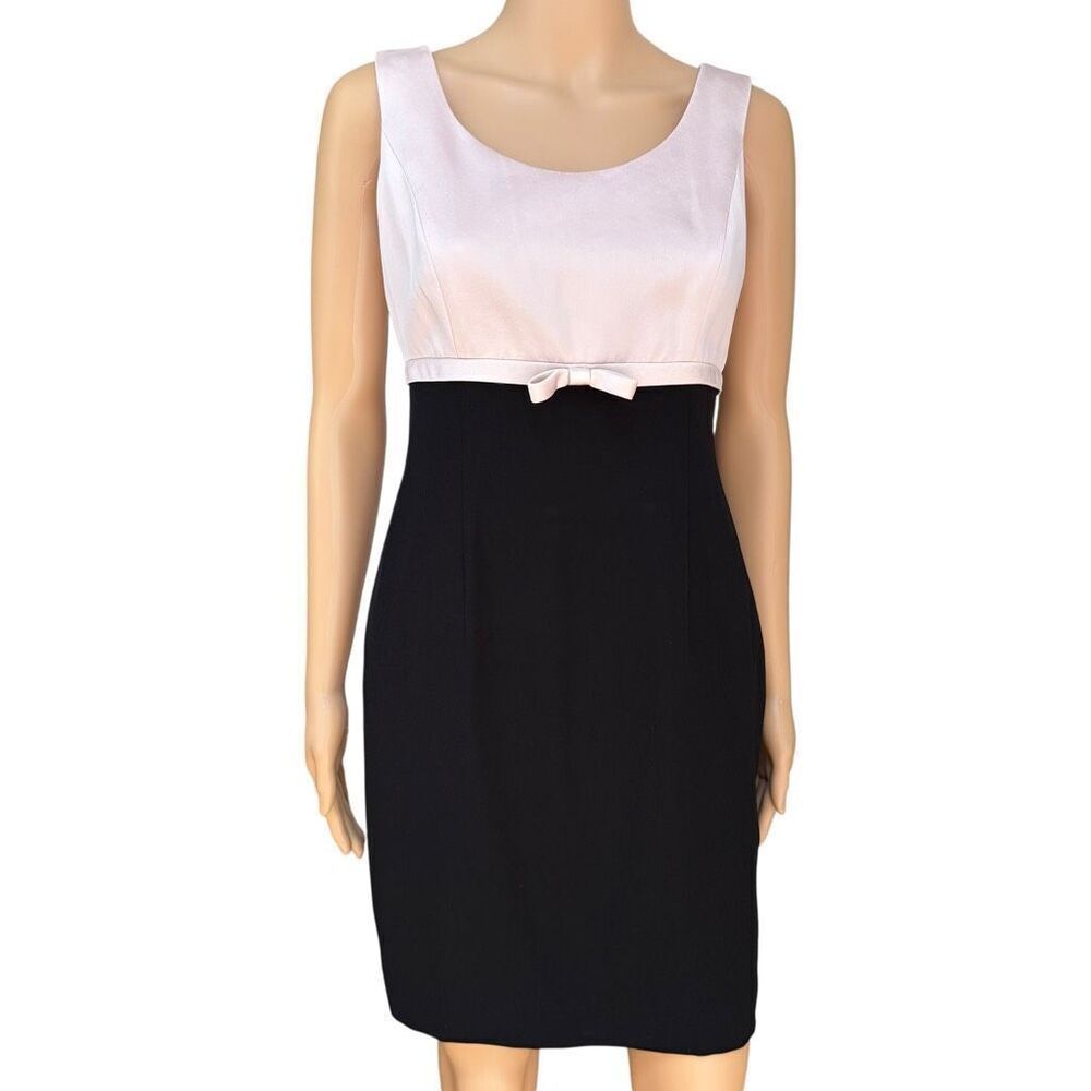 Sunny Choi two-tone dress 100% silk pink satin bodice and black skirt size 4